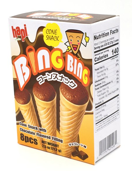 Hapi Bing Bing Crispy Cone Snack, Chocolate