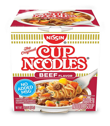 Nissin Cup Noodles Soup, Ramen Noodle, Beef Flavor